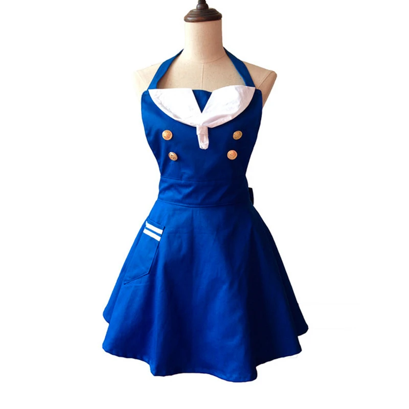 

Sailor Cute Kitchen Apron Cotton Maid Waitress Manicure Hairdresser Cooking Apron Dress Avental de Cozinha Divertido Pinafore