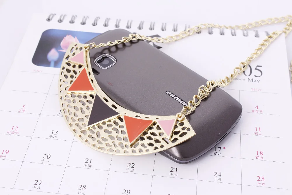 Позолоченные ожерелья эмалевые и серьги набор золотых ожерелий модные ювелирные