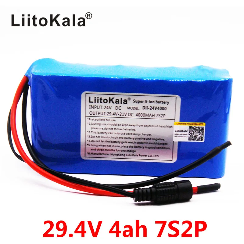 HK liitokala 7S2P 24 V 4Ah 18650 аккумуляторная батарея 29,4 V 4000 mAh Портативное зарядное мини-устройство для светодиодный/лампа/камера