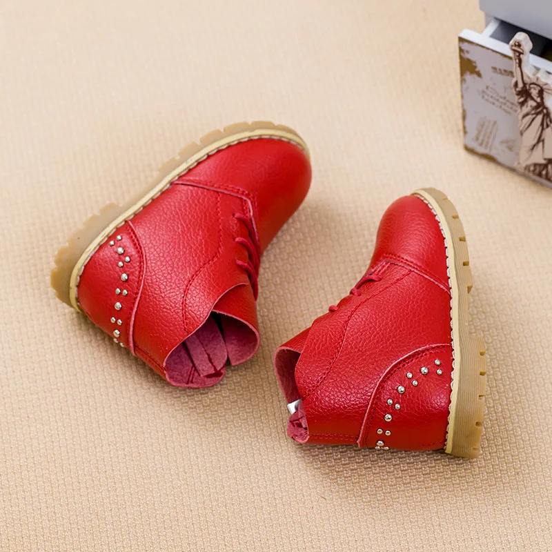 2015 зима новый мальчиков и девочек детей кожаные сапоги одиночные ботинки детская