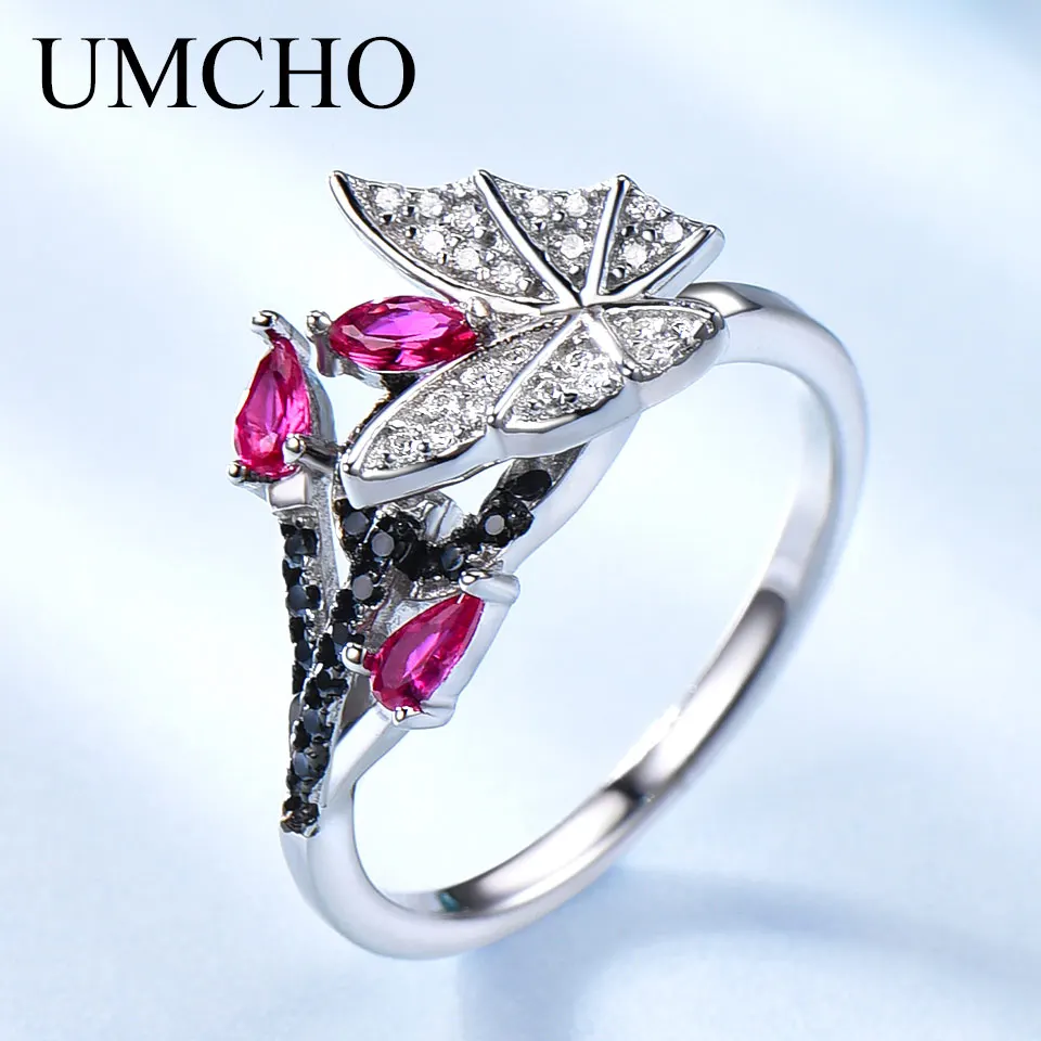 Женские кольца со шпинелью UMCHO роскошные обручальные из серебра 925 пробы с