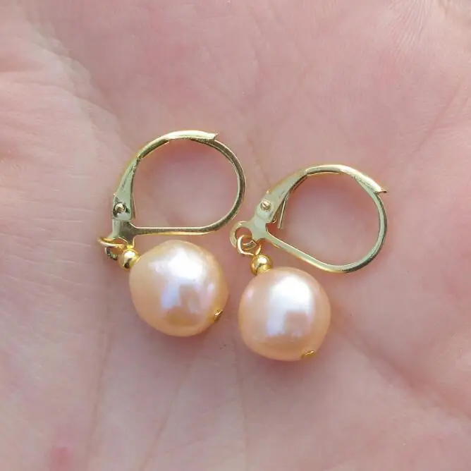 Серьги с розовым жемчугом 14 k/20 GOLD|Серьги-подвески| |