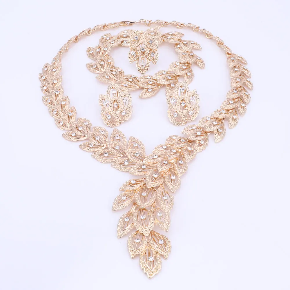 Комплект ювелирных изделий для женщин изящное ожерелье с кристаллами серьги