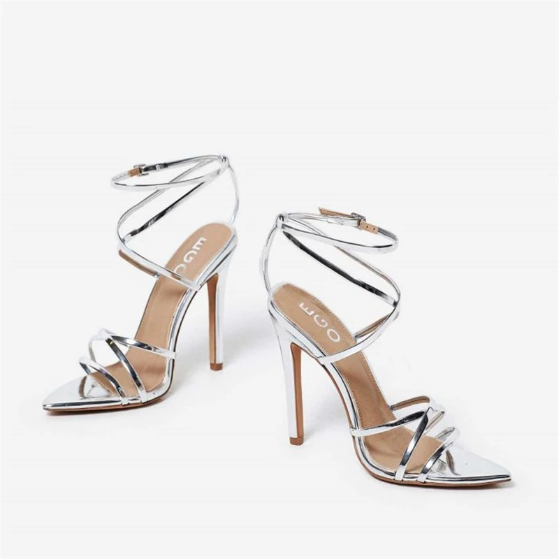 MSSTOR с поперечными ремешками на каблуке шпильке Обувь желтого цвета Женская обувь