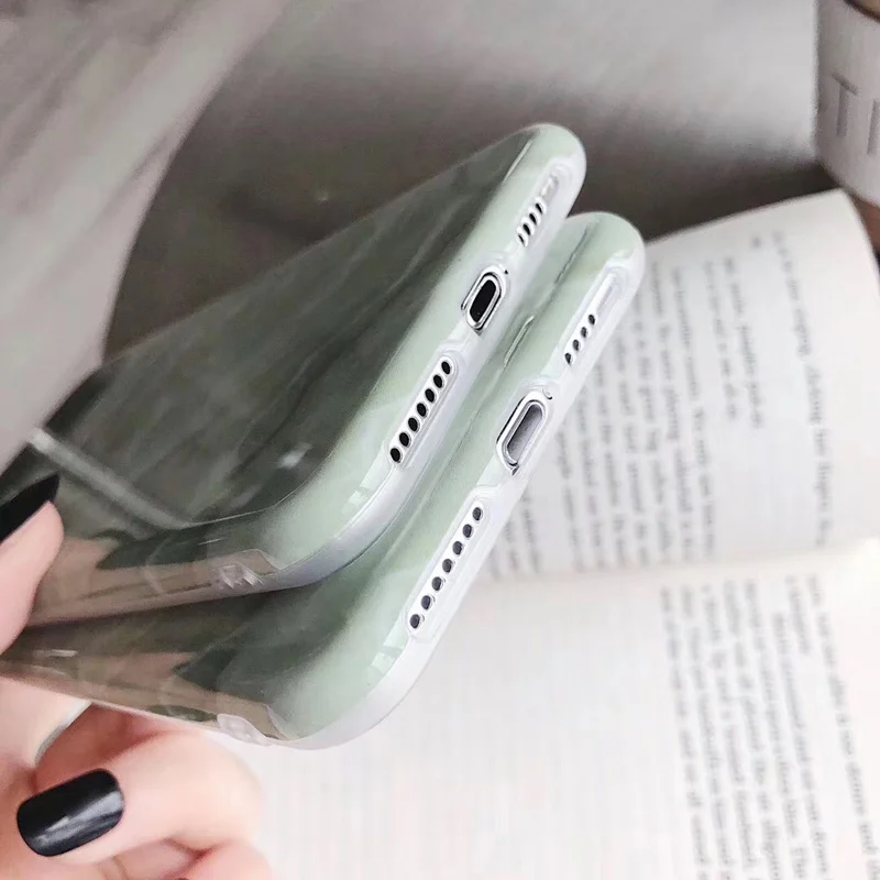 НОВЫЙ изумрудно-зеленый мраморный силиконовый чехол для телефона iPhone X XR XS MAX