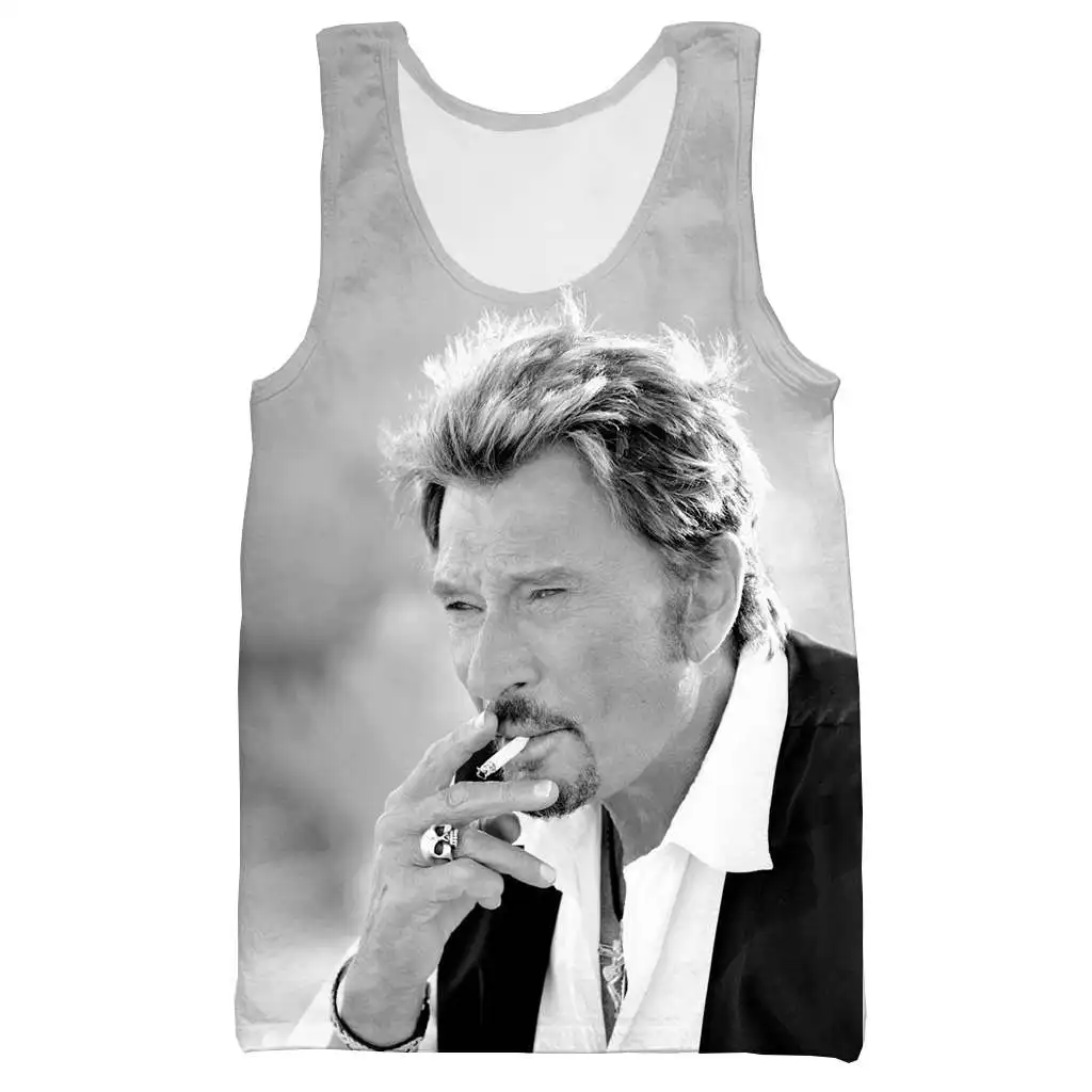 Топ на бретелях Giant star Johnny Hallyday с 3D принтом для мужчин модный крутой летний топ и