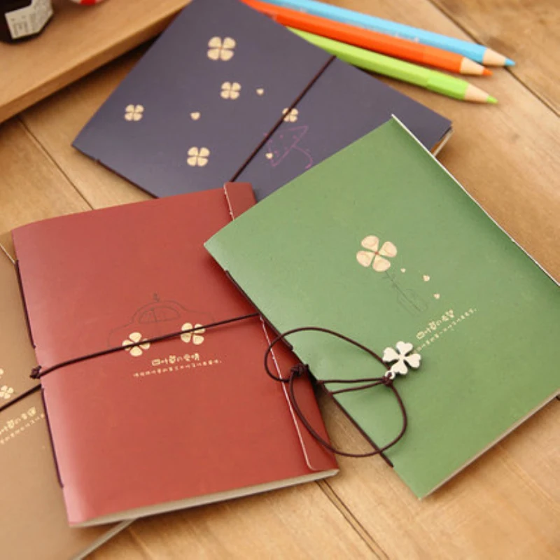 Влюбитесь в винтажный эстетический блокнот с клевером дневник из крафт-бумаги
