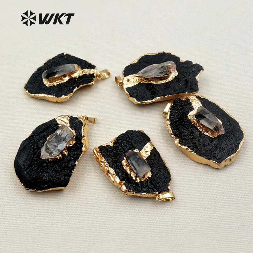 Подвеска с натуральным черным турмалином и хрустальным украшением|black tourmaline|natural