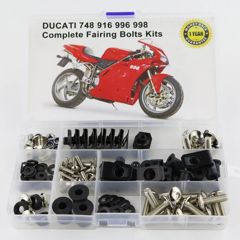 Silver Для Ducati 748 916 996 998 аксессуары для мотоциклов Полный Обтекатель Болты комплект с OEM стиль шайба крепежные зажимы гайки винты сталь - Цвет: Silver