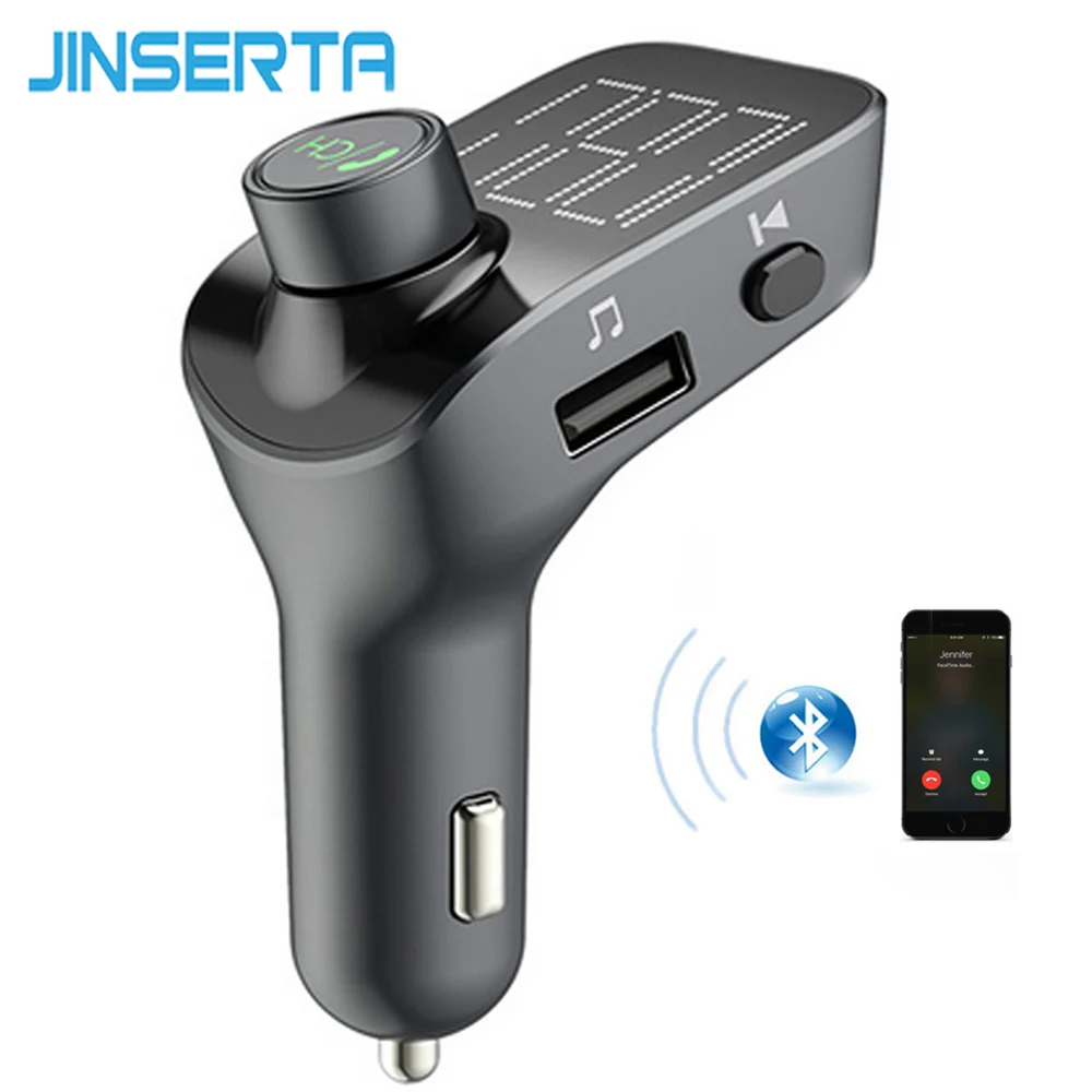 JINSERTA FM Transmitter Wireless Bluetooth Hands-free Car Kit AUX Modulator Audio Mp3 Player Dual USB Charger Read U Disk | Автомобили и