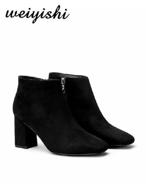 Новинка 2018 женские черные ботинки из коровьей кожи на низком каблуке 41 | Обувь