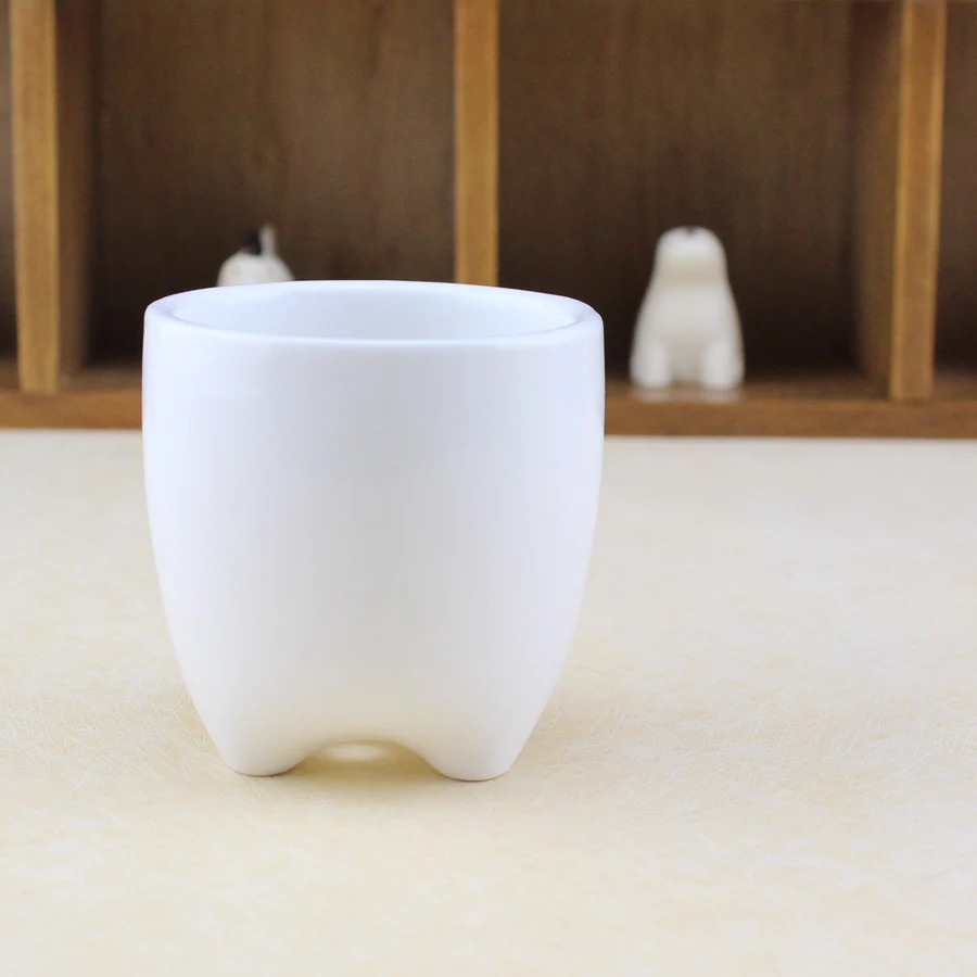 Новый простой белый мини формы зуба керамический горшок суккуленты в горшках