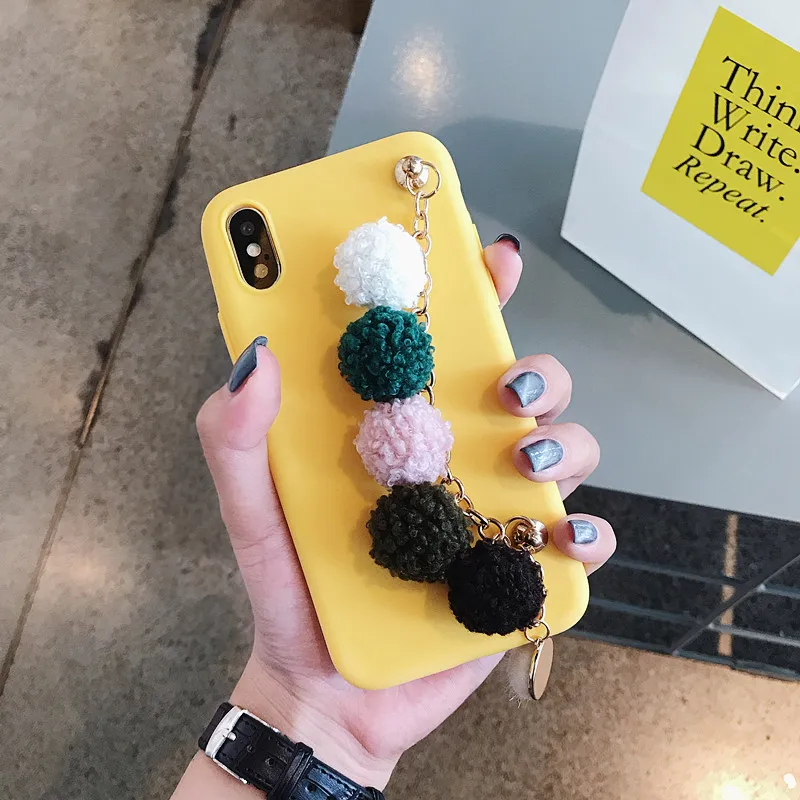 Teobaldo зима ткань чехол для телефона iPhone 6 6S 7 8 Plus X случае 3D Симпатичные помпон с