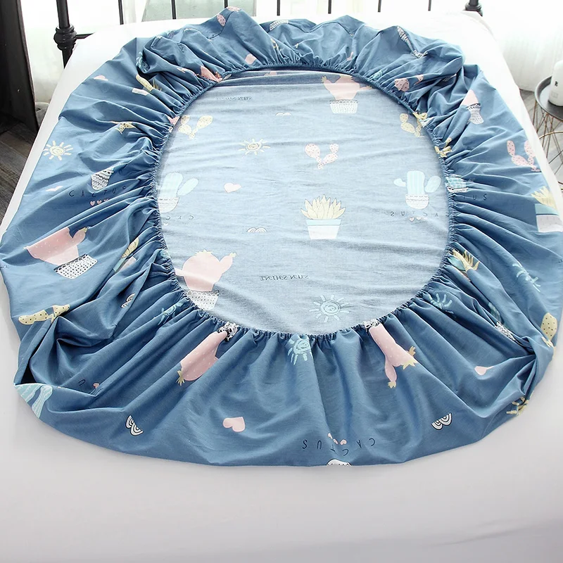 100% хлопок простыня синий кактус чехол для матраса один двойной набор постельного