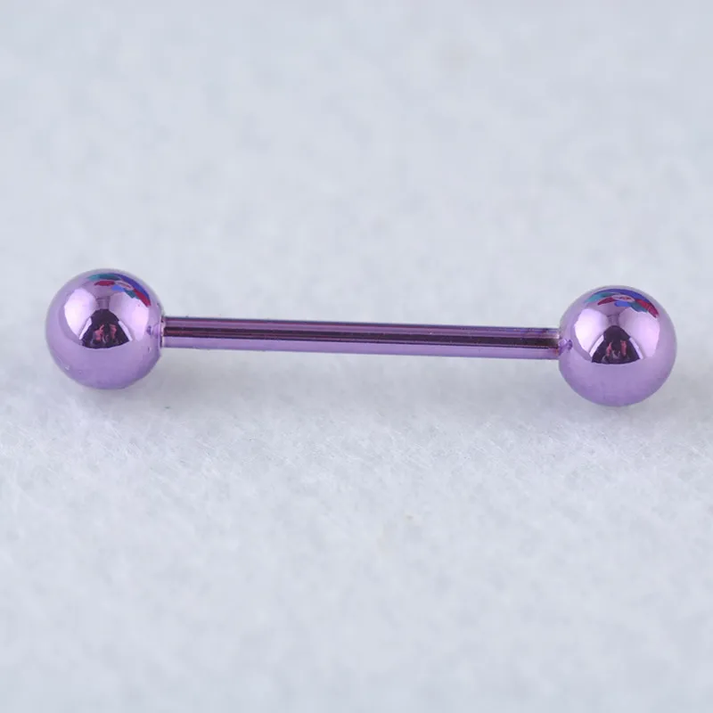 Purple x 1pc Starbeauty 1 шт. или 1 лот разноцветных язык кольцо-пирсинг в язык Спираль Промышленный пирсинг для соска Пирсинг штанги сексуальные ювелирные изделия - Metal color: Purple x 1pc