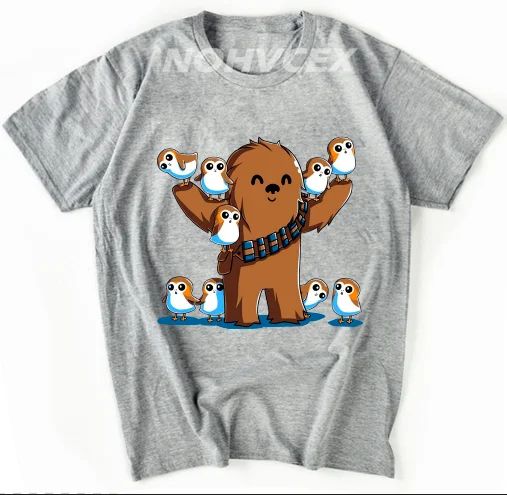 Серый Chewie and porgs Звездные войны porg рубашка - Цвет: Серый