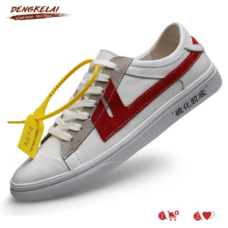 DENGKELAI 2018 Hot Men Women Vulcanized Shoes Genuine Leather Flexible Rubber Sole Comfortable Casual Classic Sneekers | Обувь