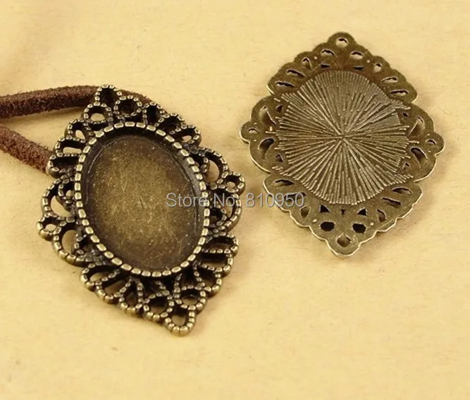 

50pcs 32x24.5MM Inner Size:13x18mm Alloy Antique Bronze Blank Charms Pendant Cameo base Setting Jewelry Findings