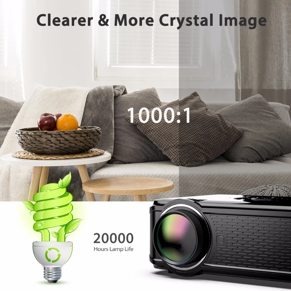 Excelvan EHD02 1800 люмен макс 1080P проектор 130 дюймов Мультимедийный портативный ЖК-проектор домашний развлекательный со стереодинамиком