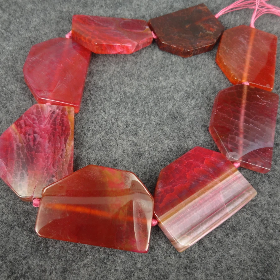 

C-1913 Druzy драгоценные камни камень из бисера-красный цвет плиты ломтик сырой камень, соединитель Бусины Кулон Полированный-полная прядь/40 мм к...