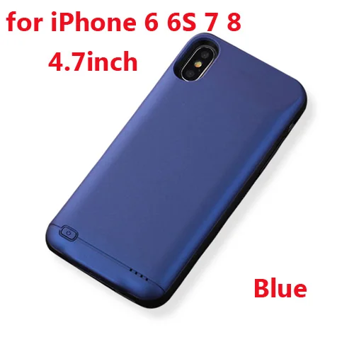 i6 i6s i7 i8 Blue Чехол для зарядного устройства для iPhone 6, 6s, 7, 8 Plus, 3000 мАч/4000 мАч/5000 мАч, чехол для зарядного устройства для iPhone X, XR, Xs, чехол для зарядки аккумулятора - Цвет: i6 i6s i7 i8 Blue