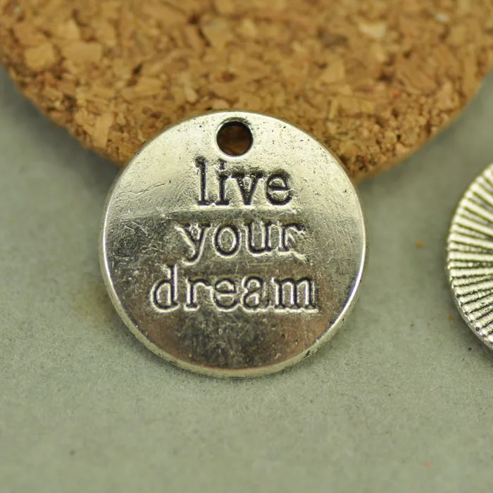

Vintage diy accessories antique silver live your dream 20mm20 Pcs