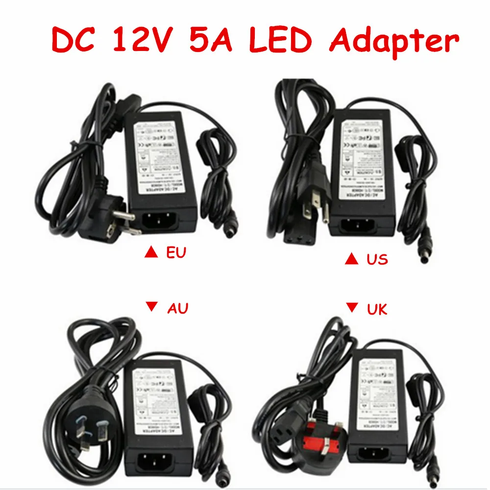 1 шт. 12 В 5A LED Трансформатор CE FCC Rohs SAA Утвержден ПРИВЕЛО Питания 60 Вт Адаптер DC |