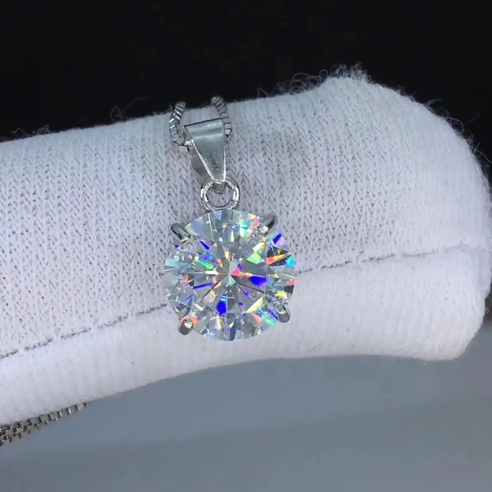 Круглые серебряные подвески Moissanite, 1 CT D VVS, роскошные Подвески Moissanite Weding для женщин