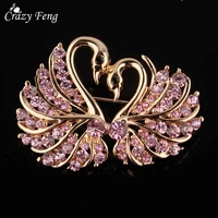 crazy feng fashion full crystal rhinestone swan brooches for women cute coat scarf marriage broaches costume jewelry xmas gift