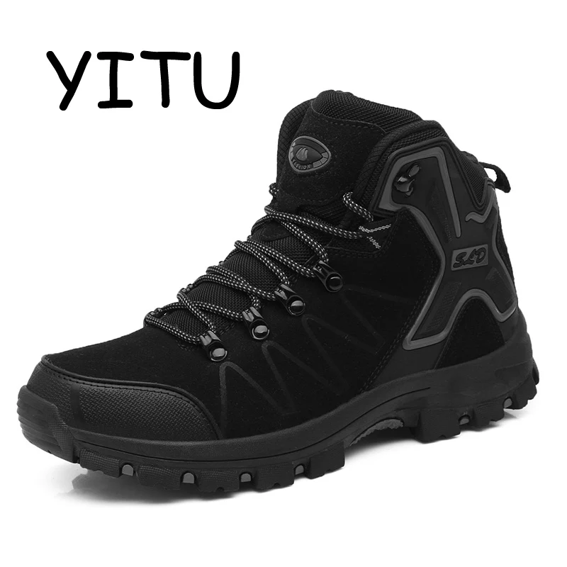 YITU Unisex Hiking Boots Waterproof Sports Sneakers Outdoor Shoes Black Camping Trekking Anti-skid Hunting | Спорт и развлечения
