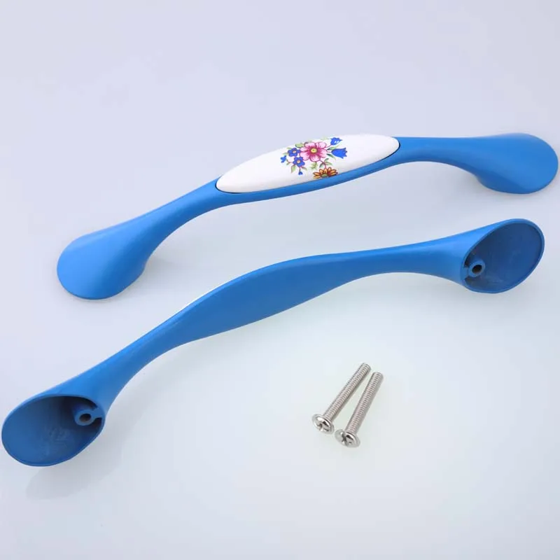 128 мода сельская керамика дверная ручка для комода белый и синий фарфор кухонный