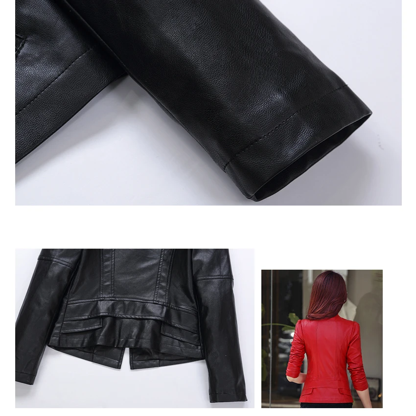 

New arrival fashion faux leather jacket women turn down collar slim leather coat outerwear 2019 autumn winter plus size XS - 6XL