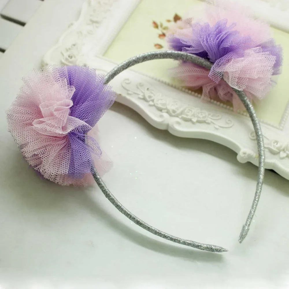 Оптовая продажа розовая Фиолетовая лента для волос с цветами Очаровательная