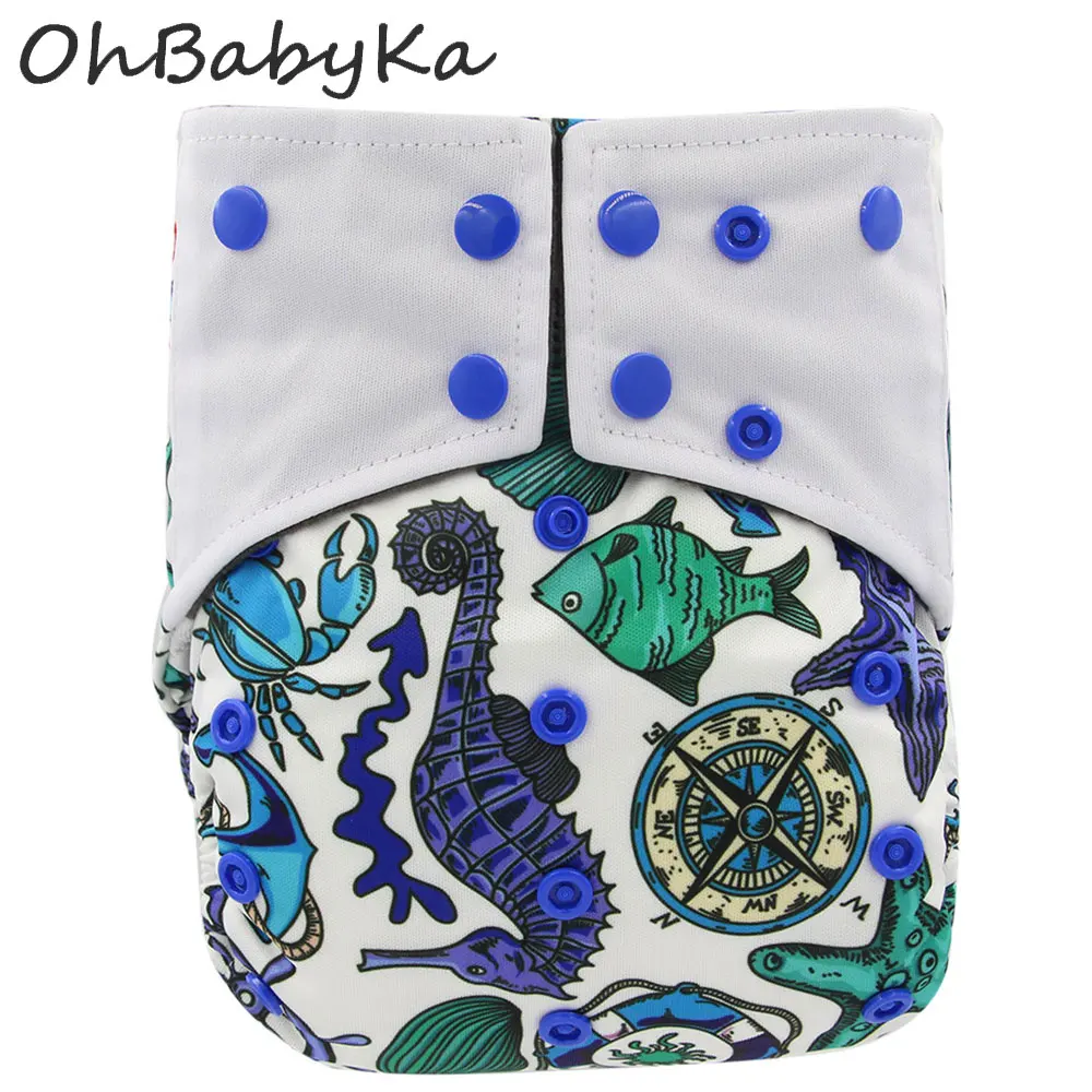 Детский многоразовый подгузник Ohbabyka тканевый с угольным бамбуком смываемый
