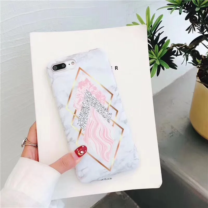 QJW белый Геометрия сращивания Мрамор чехол для телефона iPhone 7 6 6S 8 Plus X XS Max XR