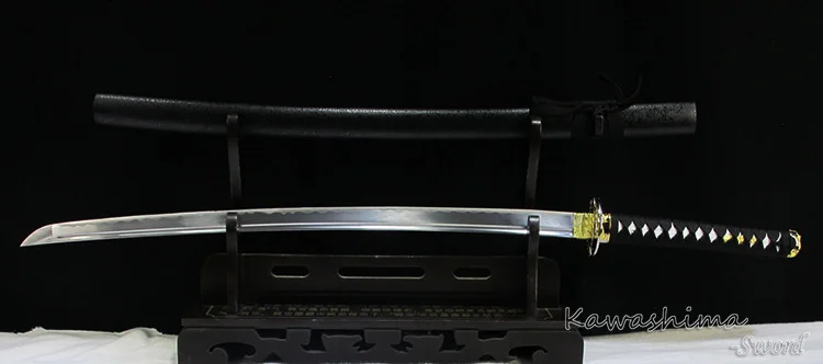 Japanese Katana Real Steel Hand froged Blood Groove Full Tang Black Color Sharp Wooden Sheath- Decorative Sword | Дом и сад