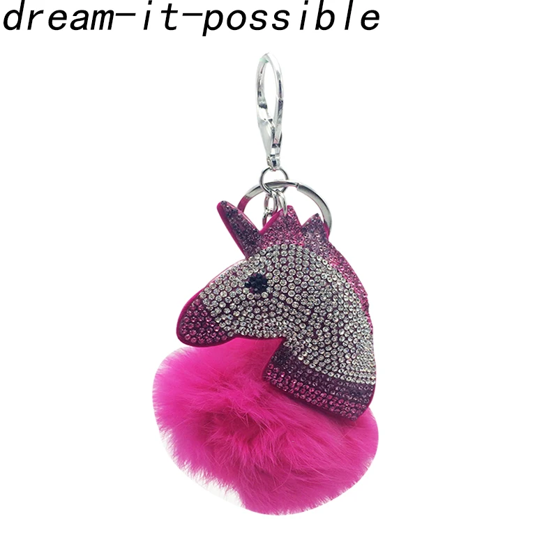 Новинка 2018 помпон в виде единорога со стразами Dream-it-Only помпоны для ключей с