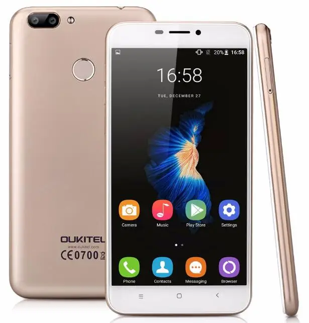 Oukitel U20 Plus 3300mAh Android 6.O 5.5&quot Smartphone 2G RAM+16G ROM Fingerprint MTK6737T Quad Core Dual Camera 13MP Mobile Phone |