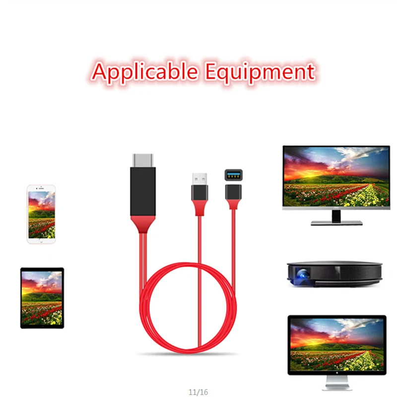 1 м HDMI совместимый кабель HD 1080P TV Stick для освещения Кабель адаптер HDTV 8 Pin Apple iPhone X plus
