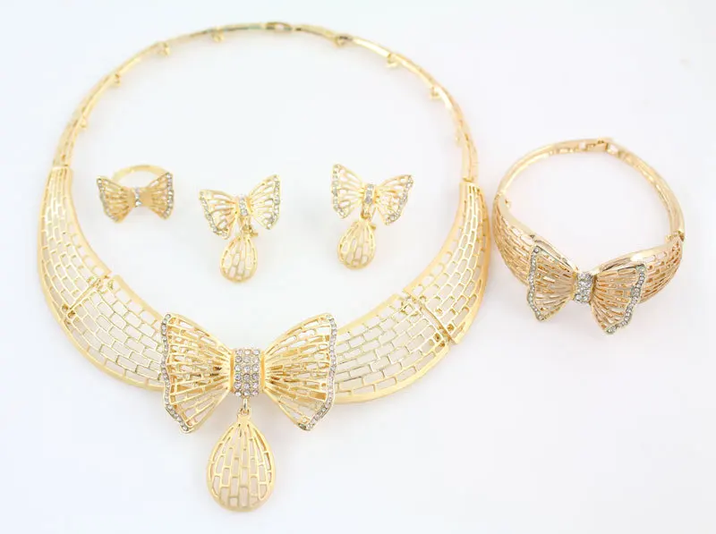 Женский костюм ювелирные изделия ожерелье наборы Мода Золотой Цвет Бабочка