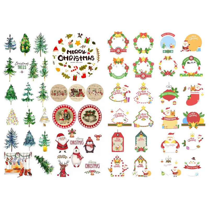 1 PCS Xmas Sweet Holiday Gift Cosas Kawaii Precut Stickers Scrapbooking Stationery Washi Tape Set School Supplies | Канцтовары для