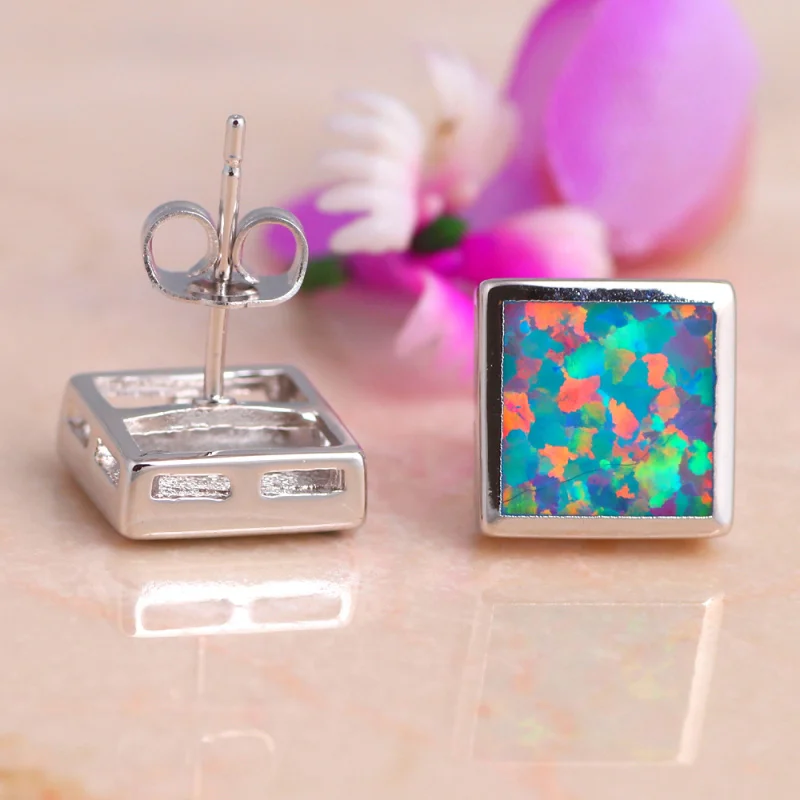 Rolilason стильный квадратный Стиль оранжевый и зеленый огненный опал подарок на