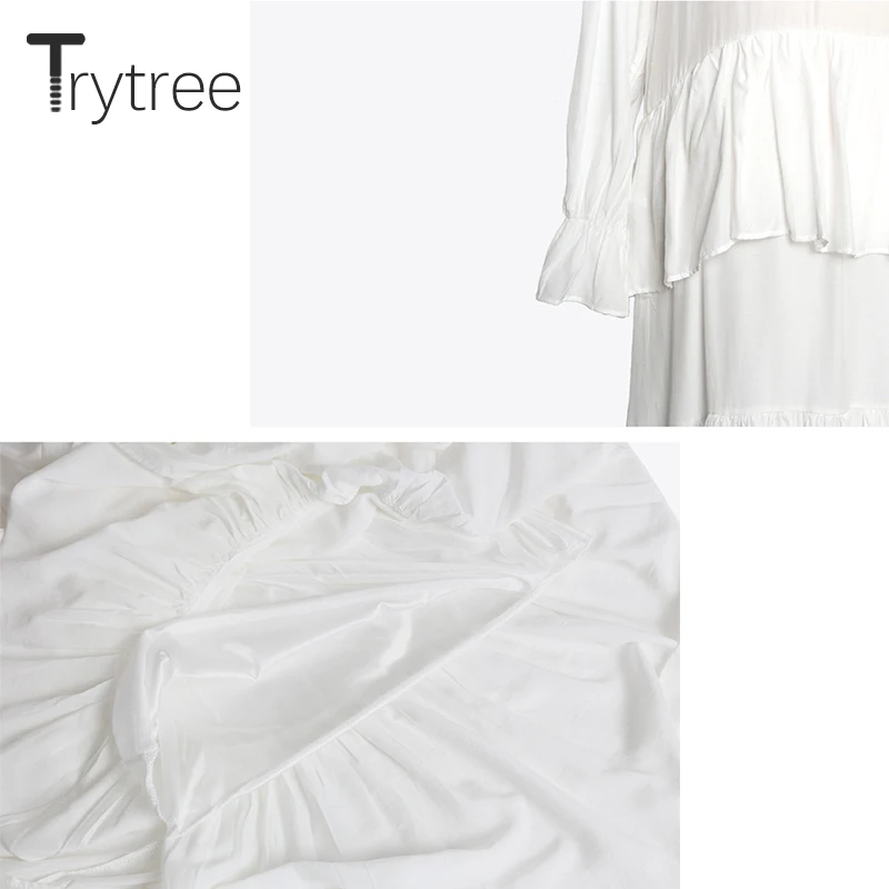 Осеннее элегантное женское платье Trytree с многослойными оборками шелковистое