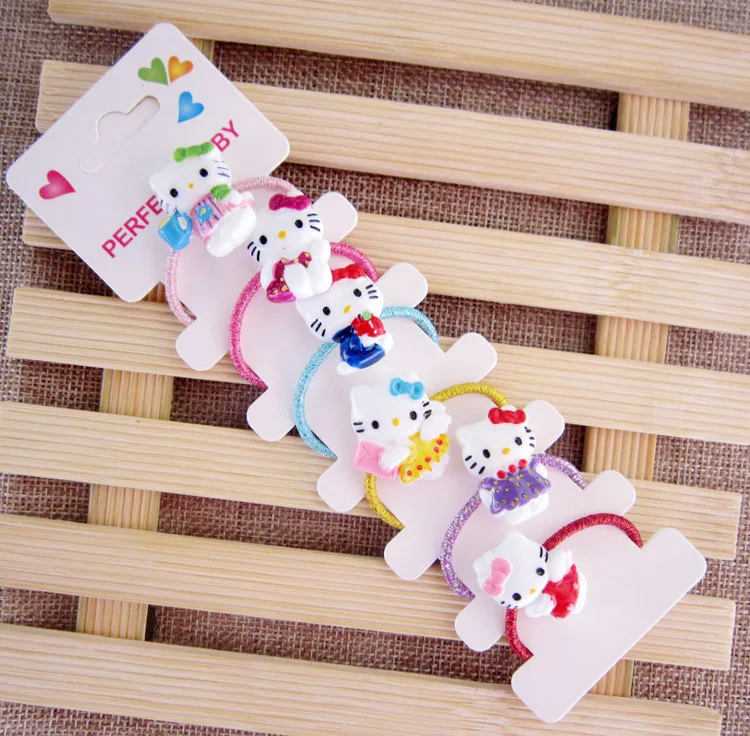 Модная детская Головные уборы Элегантный прекрасный рисунок «Hello Kitty» клипы резинка резинки аксессуары для волос, заколки Scrunchies для ребенка