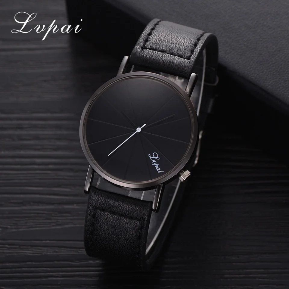 Reloj Lvpai модные с большим циферблатом военные кварцевые мужские часы кожаные