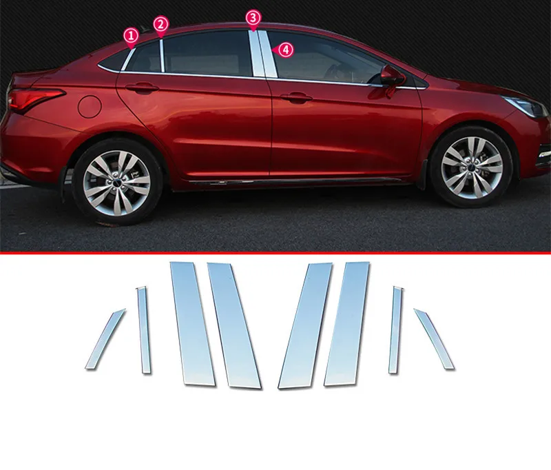 as picture 8pcs Высококачественная Автомобильная планка оконных наличников из нержавеющей стали, защитная стеклянная рамка, аксессуары для автомобиля Chery ARRIZO5 ARRIZO 5 - Цвет: as picture 8pcs