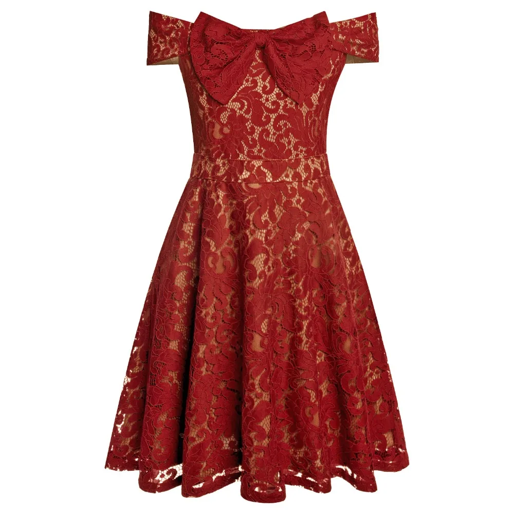 QI DIAN Vestidos De Fiesta летнее платье 2018 женские вечерние платья новое с открытыми плечами бантом винтажное