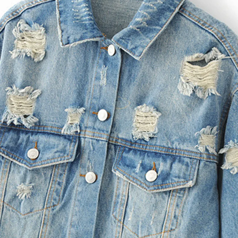 Женское джинсовое пальто с длинным рукавом Повседневная Свободная джинсовая