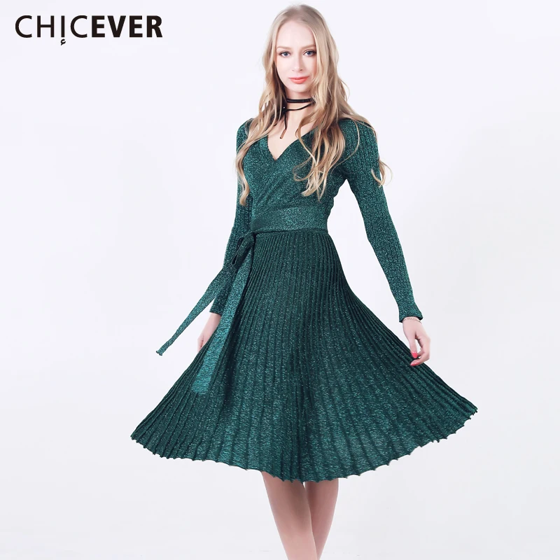 Женское платье-туника CHICEVER черное винтажное с длинным рукавом на шнурках 2020 |