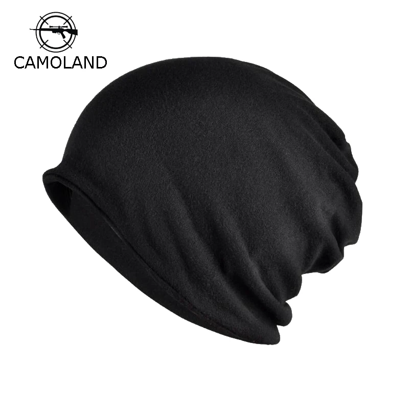 Осенне зимняя флисовая шапка бини для мужчин и женщин однотонная Вязаная